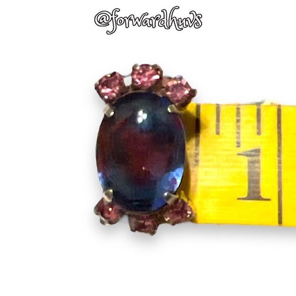 Vintage Dichroic Glass Clip-On Earrings – Striking Mid-Century Design - Picture 6 of 10